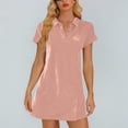 thumbnail image 2 of TaTaai Women's Spring Summer Casual Dress Short Sleeve Round Neck Solid Color Loose Fit Knee Length Shift Dress Soft Breathable Gift, 2 of 7