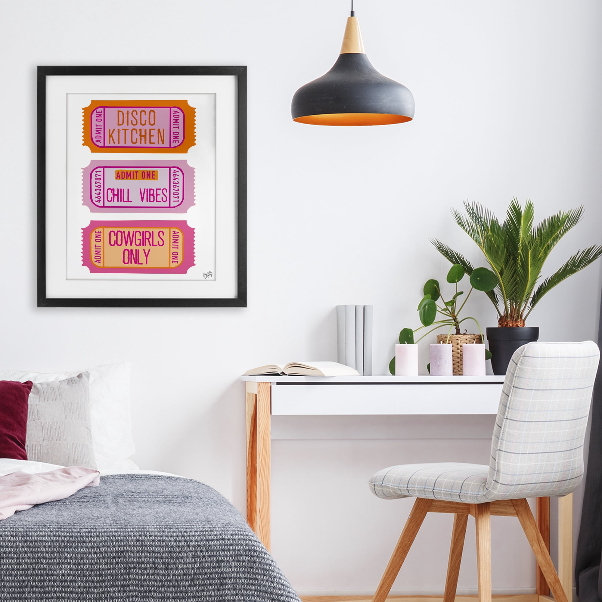 Stupell Industries Disco Cowgirl Ticket Phrases Black Framed Print Under Glass, design by Elizabeth Medley