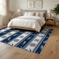 thumbnail image 3 of ODIKA 6'x9' Washable Area Rug Non-Slip, Easy Care, Nautical Bass Motif Stripe Border Lure Novelty Hooked Fishing Refined Structured for Family Room, Living Room, Master Bedroom, 3 of 7