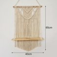 thumbnail image 2 of Estante colgante de pared de macramé, organizador de estante colgante flotante de madera de un solo nivel, decoración de pared, 2 of 5