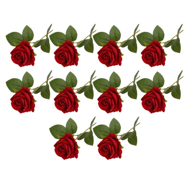 Arreglo de flores artificiales de plástico Toystoory 10 piezas para bodas decoración rojo brillante
