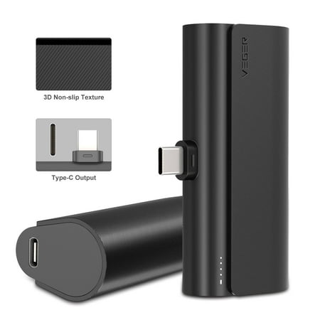 Mini Power Bank USB-C, VEGER 5000mAh Fast Charging for Android Phones