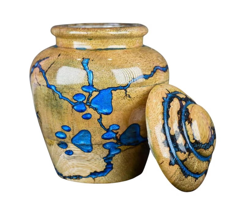 Cremation Urn For Pets Ashes - Wooden and Resin Urn Box For Dog Ashes Urn For Cats Ashes Urn - Handmade