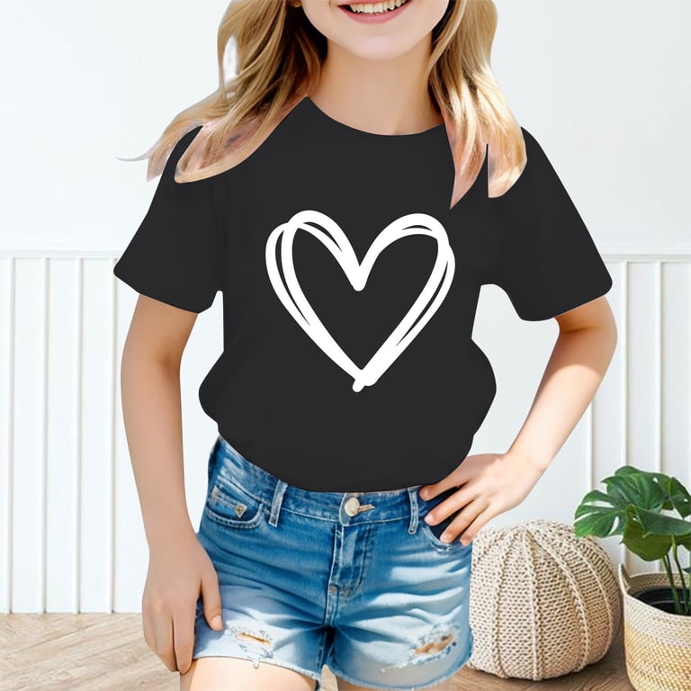 AWZXDE Girls Cute Graphic Short Sleeve Tee Round Neck Casual