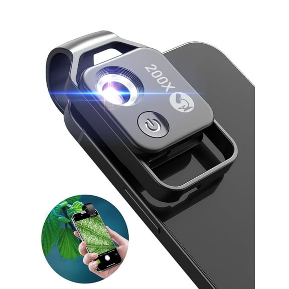 APEXEL Phone Microscope with CPL Lens/LED Light, Nano Zoom 200X Pocket Microscope Camera Attachment with Universal Clip for Most iPhone/Andriod Phone