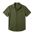 thumbnail image 4 of FengLS Men's Casual Shirt Summer Lightweight Button-Down Cardigan Shirt Collar Short Sleeves Shirt with Chest Pocket Outdoor Vacations Tops Soild Color Beach Blouse, 4 of 6