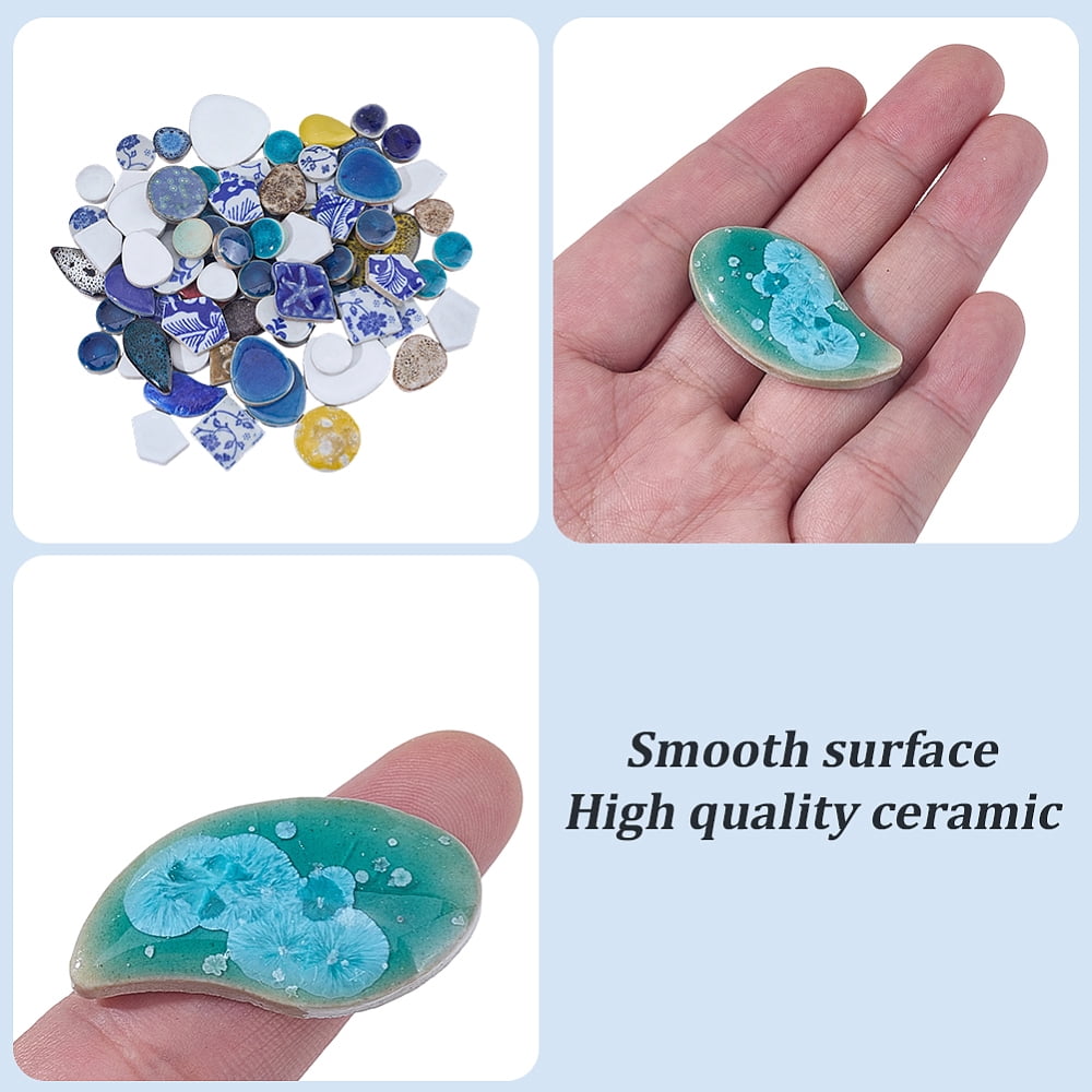 500G Handmade Porcelain Cabochons Mosaic Tiles Mixed Color Mixed Shapes 19~37.5x19~33.5x5.5~8mm