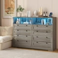 thumbnail image 2 of Shop and Save 55-Inch Sleek Antique Light Dresser Featuring 8 Drawers, LED Lighting, and Charging Station – Perfect Storage Solution for Bedroom, Living Room, or Entryway, 2 of 7