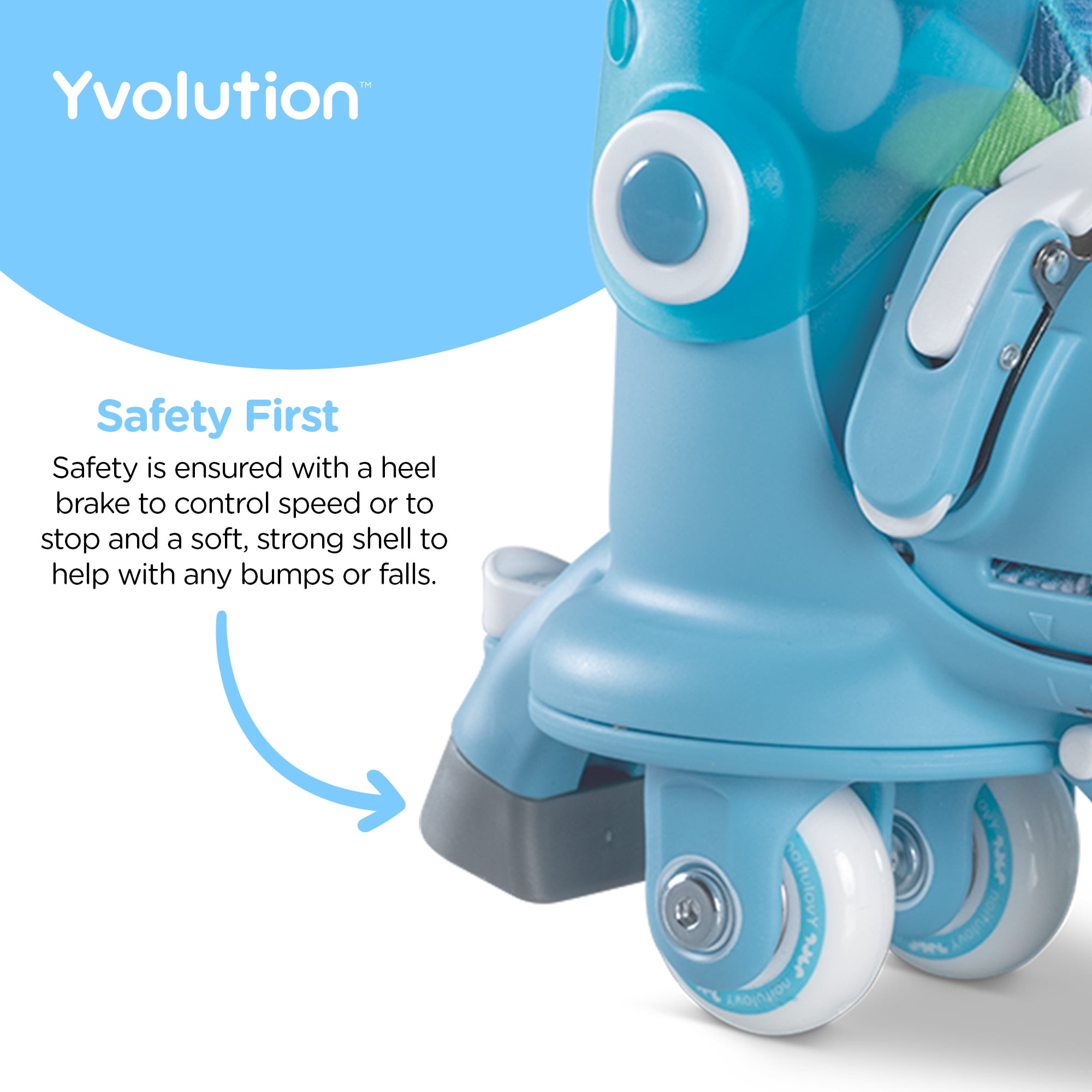 Yvolution Twista Kids Skates, Adjustable Modes, Kids Size 7J-11J, Blue, One Pair, Unisex