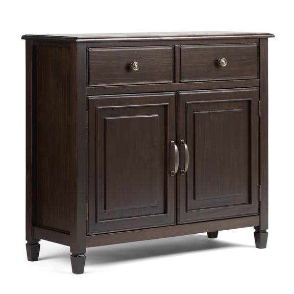 Simpli Home Connaught 40 inch Wide Solid Wood Traditional Entryway Storage Cabinet in Dark Chestnut Brown