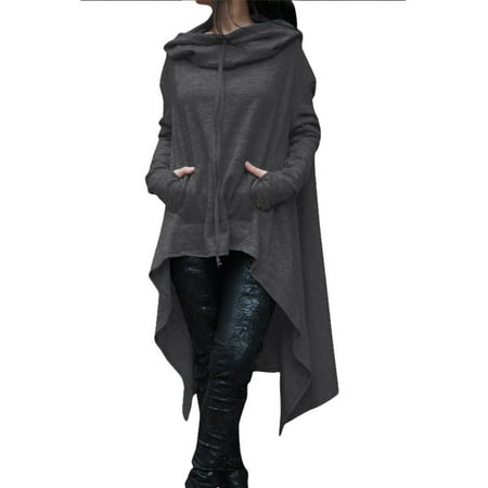 HIMONE Women Long Hoodie Oversized Tunic Hooded Sweatshirt with Pockets  Autumn Winter Hoody Pullover Blouse for Ladies Casual Loose Short Dress 