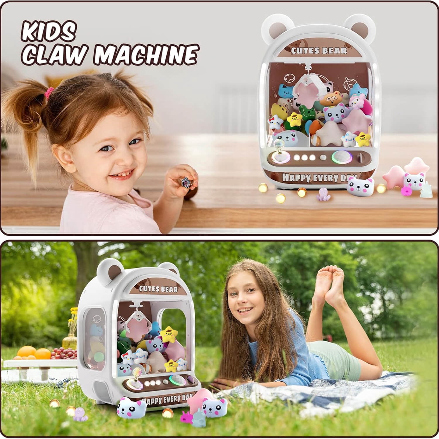 Ruvince Claw Machines Kids Arcade Mini Vending Machine with Squishy Toy Candy Dispenser Machine,Claw Game Machine Gifts for Boys Girls