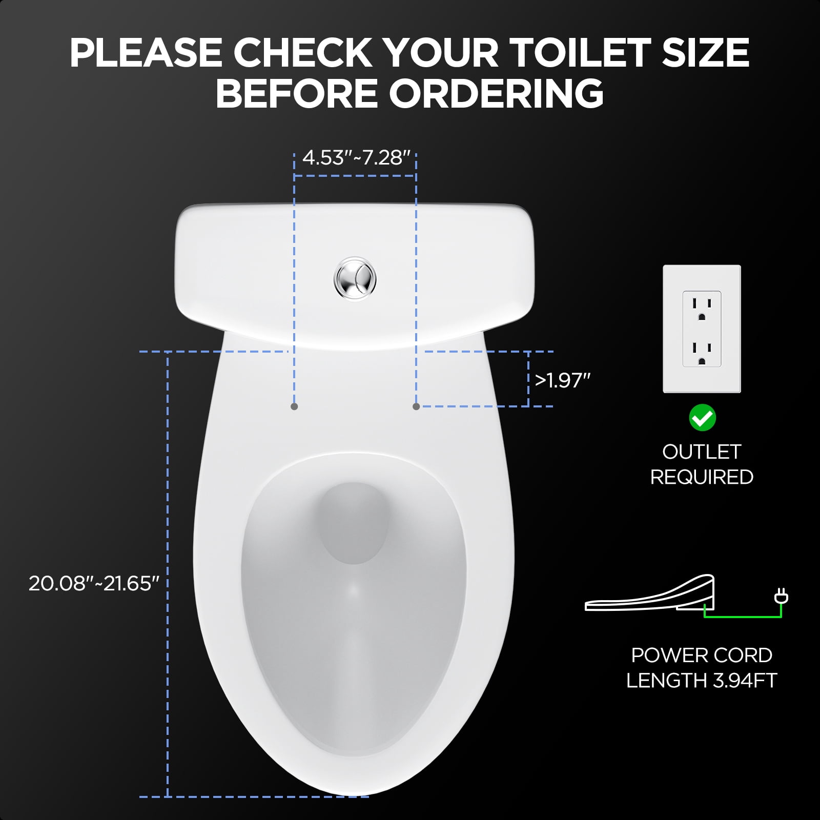 Smart Electric Bidet, Heated Toilet Seat Elongated with Dual Control, LED Display, Instant Warm Water & Air Dryer, Self-Clean Nozzle, Slow Close Lid, UV Light, Child/ECO/Silent Mode