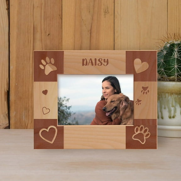 Pet Personalized Wooden Frame-5" x 3 1/2" Brown Horizontal