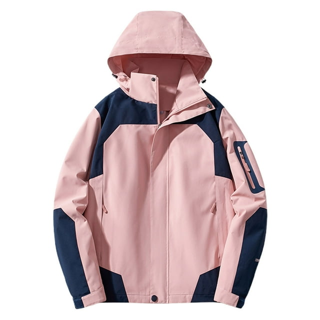 UAMVSH Manteaux Imperméables pour Femmes Grande Taille Extérieur Marche Voyage Actif Imperméables à Capuche Coupe Ample Coupe-Vent Résistant à l'Eau Chandail à Capuchon (X-Grand, Watermelon Red 1)