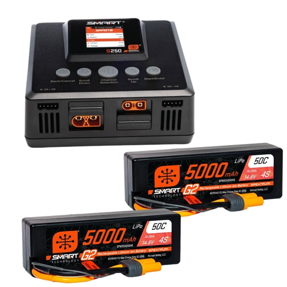 Spektrum Accessories Smart Powerstage 8S Surface Bundle 2 G2 5000mAh 4S LiPo IC5 & S250 Charger SPMXPSS800