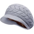thumbnail image 2 of Women Winter Warm Knit Hat Wool Snow Ski Caps With Visor, 2 of 5
