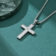 thumbnail image 2 of Wollet Hammer Stainless Steel Cross Pendant(1.49*1'') Necklace 23 '' for Men Women Couple, Original Vintage Bark Grain, 2 of 7