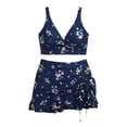 thumbnail image 4 of UJNDER Swimsuit for Women Floral Print Tankini Two Piece Set with Skirt and High Waist Swim Bottoms Bathing Suits for Women Navy_003 XXL, 4 of 4