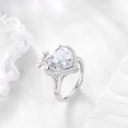 thumbnail image 2 of Juwaliy 4Ct Heart Women Ring Bow Knot Ribbon 925 Sterling Silver April Birthstone Crystal Diamond Ring Promise Bridal Jewelry Valentines Gift for Wife Mother, 2 of 10