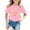 00#-Pink121, variant on Hienoo Girls Cute Graphic T-Shirt Casual Rainbow Print Short Sleeve Crew Neck T Shirt,Pink