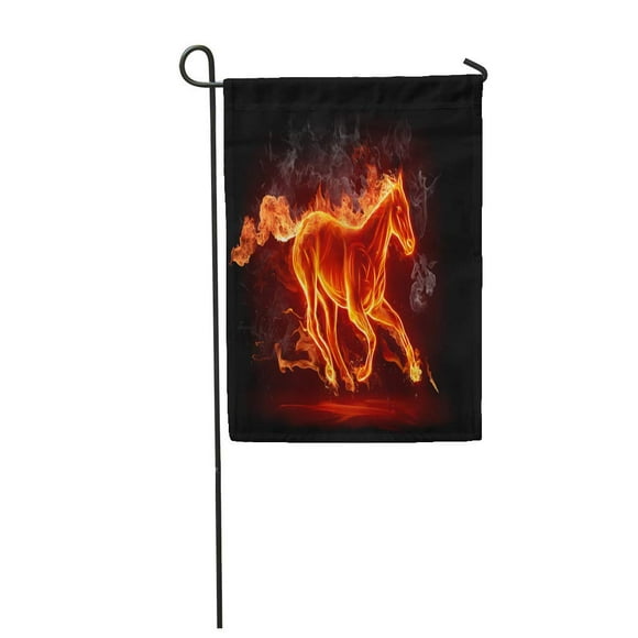 POGLIP Red Horse Fiery Stallion Fire Power Race Flame Abstract Garden Flag Decorative Flag House Banner 28x40 inch
