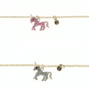 Wonder Nation Kids Glitter Unicorn BFF Wear One, Share One Necklace Set, 2 Pack Gold