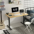 thumbnail image 2 of FunniHomi 48" x 30" Electric Height Adjustable Standing Desk with Hooks, Whole-Piece Desktop Cable Management Tray, and Built-in Power Outlet (Black Frame + Maple Top, 2 Packages), 2 of 11