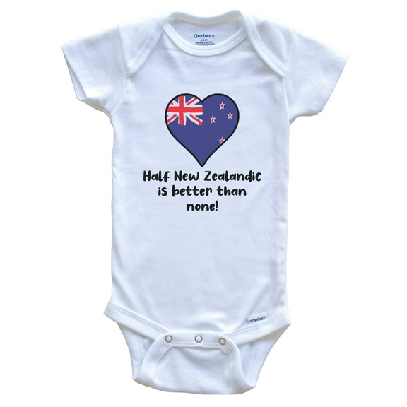 Half New Zealandic Is Better Than None New Zealand Flag Heart Baby Bodysuit
