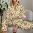 thumbnail image 6 of Salouo Paw In Groovy Style Pattern Women's Pajamas Set Long Sleeve Button Down Sleepwear Soft Pj Lounge Sets for women 2 Piece Pjs Set with Long Pants-XX-Large, 6 of 7