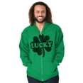 thumbnail image 3 of Lucky 4 Leaf Clover St Patrick's Day Zip Up Hoodie Men's Women's Brisco Brands M, 3 of 6