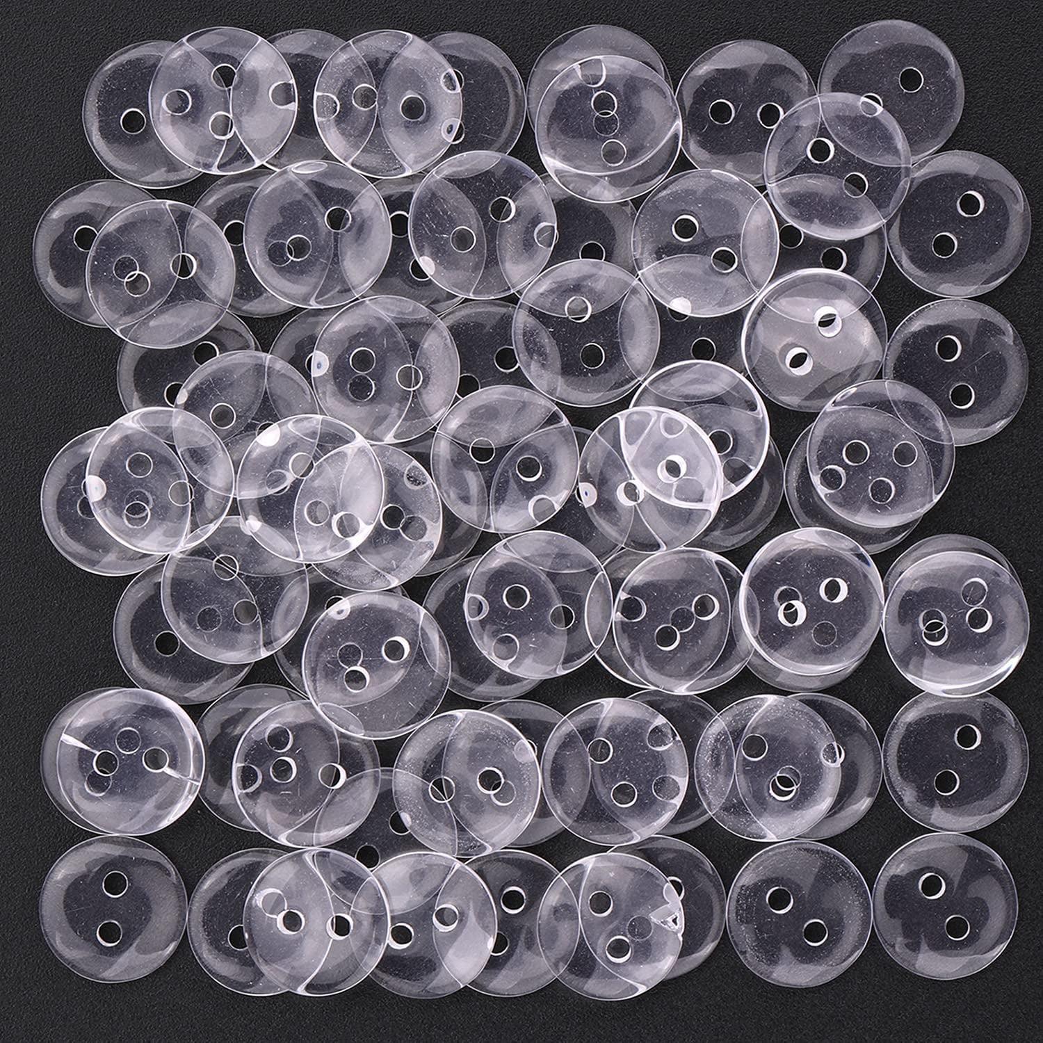 Trimming Shop 15mm Plastic Transparent Clear Round Backing Buttons