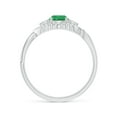 thumbnail image 2 of ANGARA Natural Aeon Emerald & Diamond Floral Halo Three Stone Engagement Ring in 14K White Gold for Women (Size-5mm) | May Birthstone, Anniversary, Jewelry Gift for Women | Natural Emerald Ring, 2 of 10