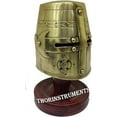 thumbnail image 3 of THORINSTRUMENTS Knight Templar Brass Mini Helmet W/Red Stand Decorative Item Rustic Vintage Home Decor Gifts, 3 of 4
