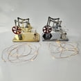 thumbnail image 3 of Hot Air Stirling Engine Electricity Generator Motor Physical Dual Engine Model with LED Bulb Dollar Flywheel Design Science Experiment with CNC Aluminum Alloy Base DIY Education, 3 of 7