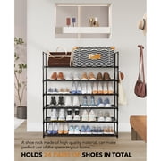 Riousery Shoe Rack Organizer, 6-Tier Stackable, Black Nonwoven Fabric, 38.4 inch, Holds up to 35 Pairs