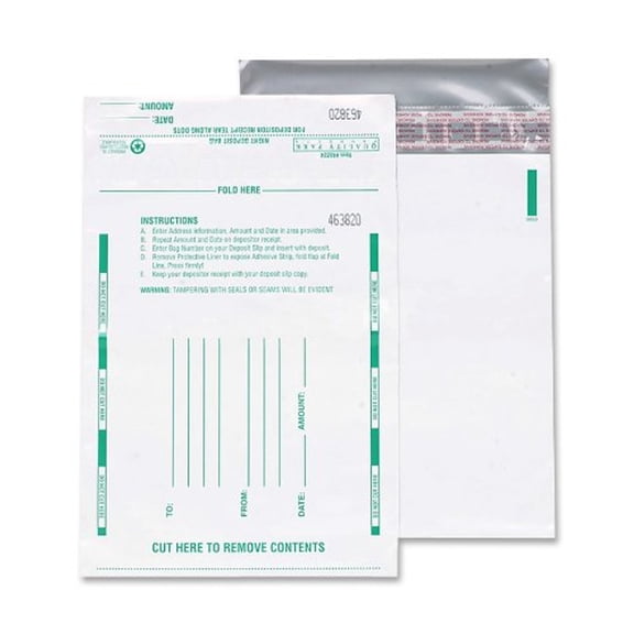 Quality Park Night Deposit Bag - 10" X 13" - Polyethylene - 100/pack - White (QUA45228)
