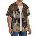 thumbnail image 4 of Wukai Cat Family Men's Casual Short-Sleeve Button Down Shirt - Lightweight Summer Dress Shirt for Daily Wear-Large, 4 of 7