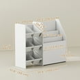 thumbnail image 3 of Qaba Kids Bookshelf and Toy Storage, 3-Tier Bookcase with 6 Bins, White, 3 of 10