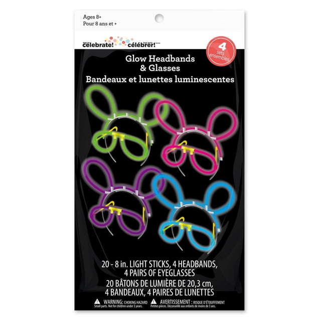 Way To Celebrate! Multicolor Glow Wearable pack, 4 Sets