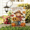 thumbnail image 3 of Happy Fall Scarecrow with Pumpkins and Sunflowers Fall Garden Flags 12.5"x18" Double Side,Small Yard Flags for Outside,Outdoor Fall Decor,Autumn Funny Garden Flag Yard Decoration, 3 of 4