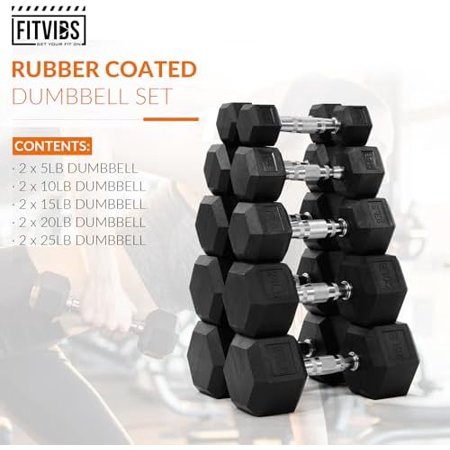 Rubber Encased Hex Dumbbell Set Contoured Handle for Muscle Toning, Strength Building & Full Body Workout, 60LB, 100LB, 150LB and 550LB Set