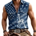 thumbnail image 4 of XINPING USA 250th Anniversary Merchandise Men’s Statue Print Sleeveless Denim Shirt, Washed Button Down Vest, 250th Anniversary Independence Day Casual Patriotic Top with Star Pattern, 4 of 4