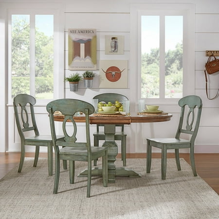 Weston Home 5 Piece 60 Oval Dining Set With Oak And Dark Sea Green Table Chairs Weston Home 5 Piece 60 Oval Dining Set With Oak And Dark Sea Green Table Chairs