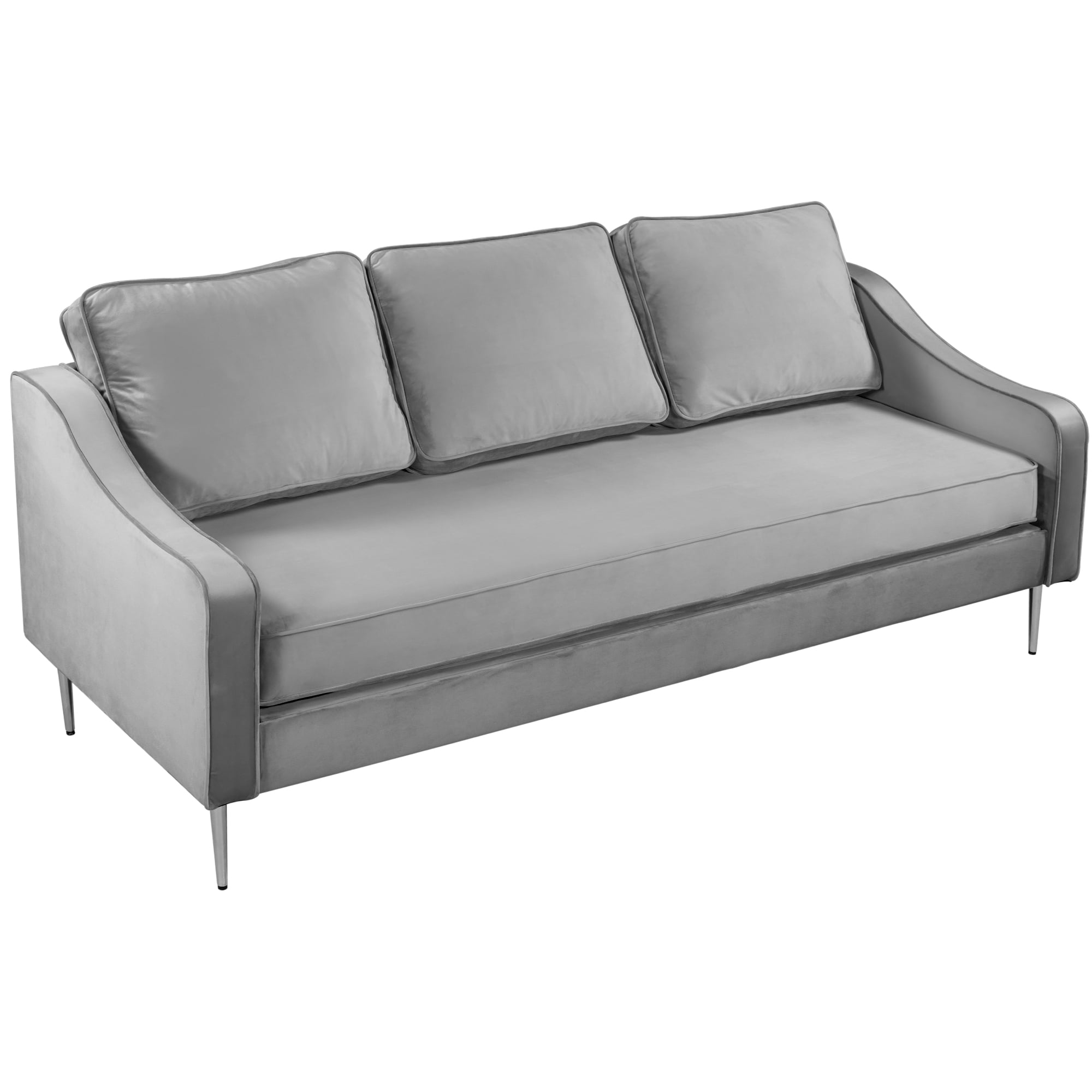 Modern 3Seater Couch, Velvet Upholstered Futon Sofa for Living Room