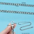 thumbnail image 2 of Correa de cadena plana de hierro de 63 pulgadas para bolsos, accesorios, correas para bolso, correas de hombro de repuesto, con 2 hebillas metálicas, platino, 2 of 7