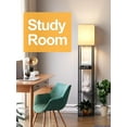 thumbnail image 6 of Floor Lamp with Shelves for Living Room, 3 CCT LED Bulb, Storage Tower with White Linen Shade for Bedroom, Office, 6 of 7