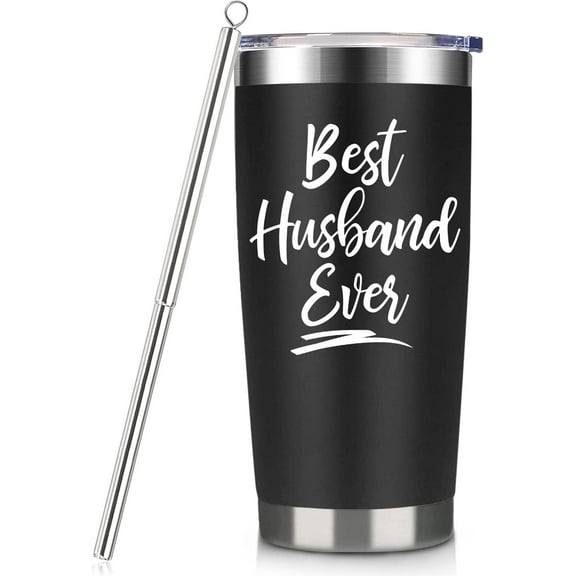 Best Husband Tumbler Gifts for Husband From Wife Valentines Day Gifts for Him Husband Birthday Gift, Happy Bday Valentine Presents for Him Men - Best Husband Ever Wine Cup Gift with Lid Straw 20oz