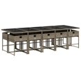 thumbnail image 3 of vidaXL 11 Piece Garden Dining Set with Cushions Grey Poly Rattan, 3 of 5
