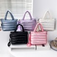 thumbnail image 3 of Large Capacity Smooth Zipper Adjustable Straps Handheld Lazy Pillow Shoulder Bag Women Lightweight Winter Down Cotton Padded Handbag, 3 of 10